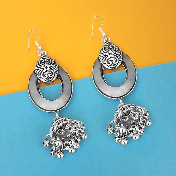 Tip Top Fashions Oxidised Plated Mirror Jhumki Earrings - 1314952A