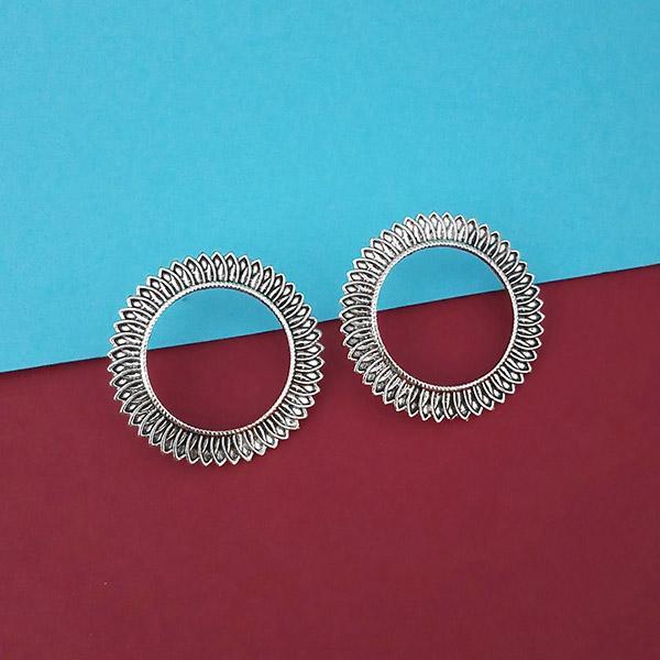 Jeweljunk Oxidised Plated Round Stud Earrings - 1315330