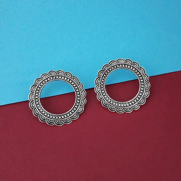 Tip Top Fashions Oxidised Plated Round Stud Earrings - 1315339