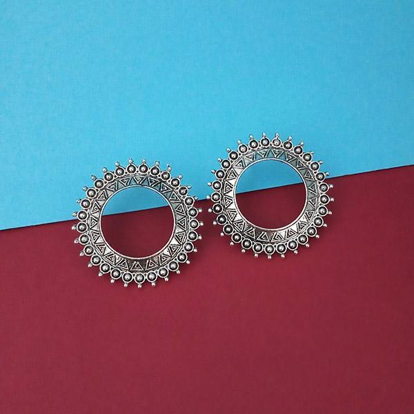 Jeweljunk Oxidised Plated Round Stud Earrings - 1315346