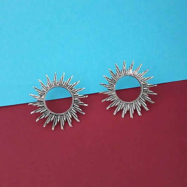 Jeweljunk Oxidised Plated Round Stud Earrings - 1315347
