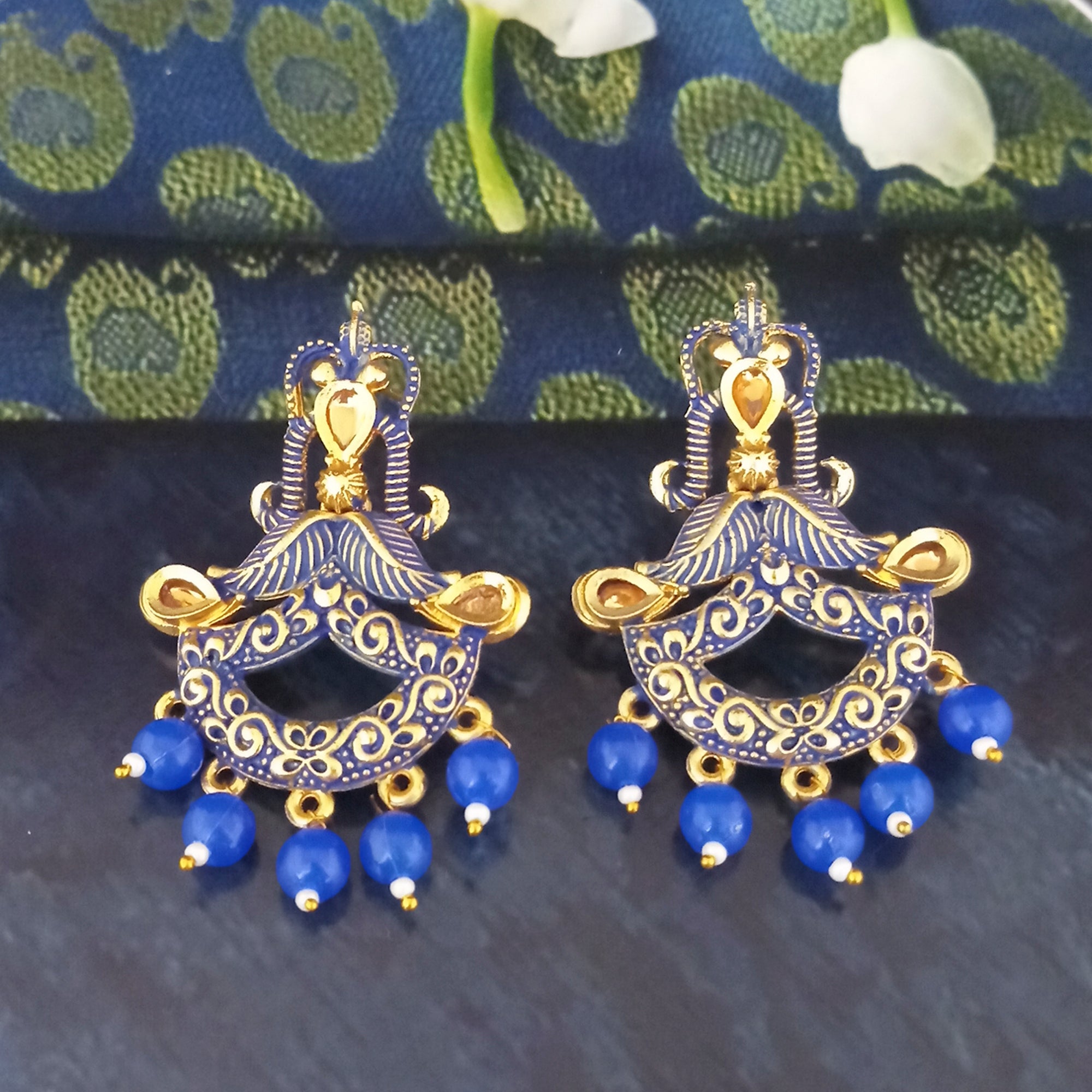 Amina Creation Gold Plated Meenakari Dangler Earrings Assorted Color
