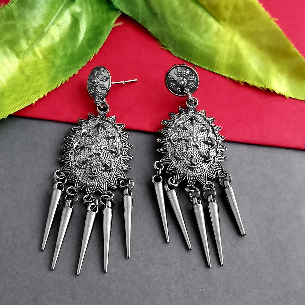 Woma Oxidised Plated Dangler Earrings - 1318280