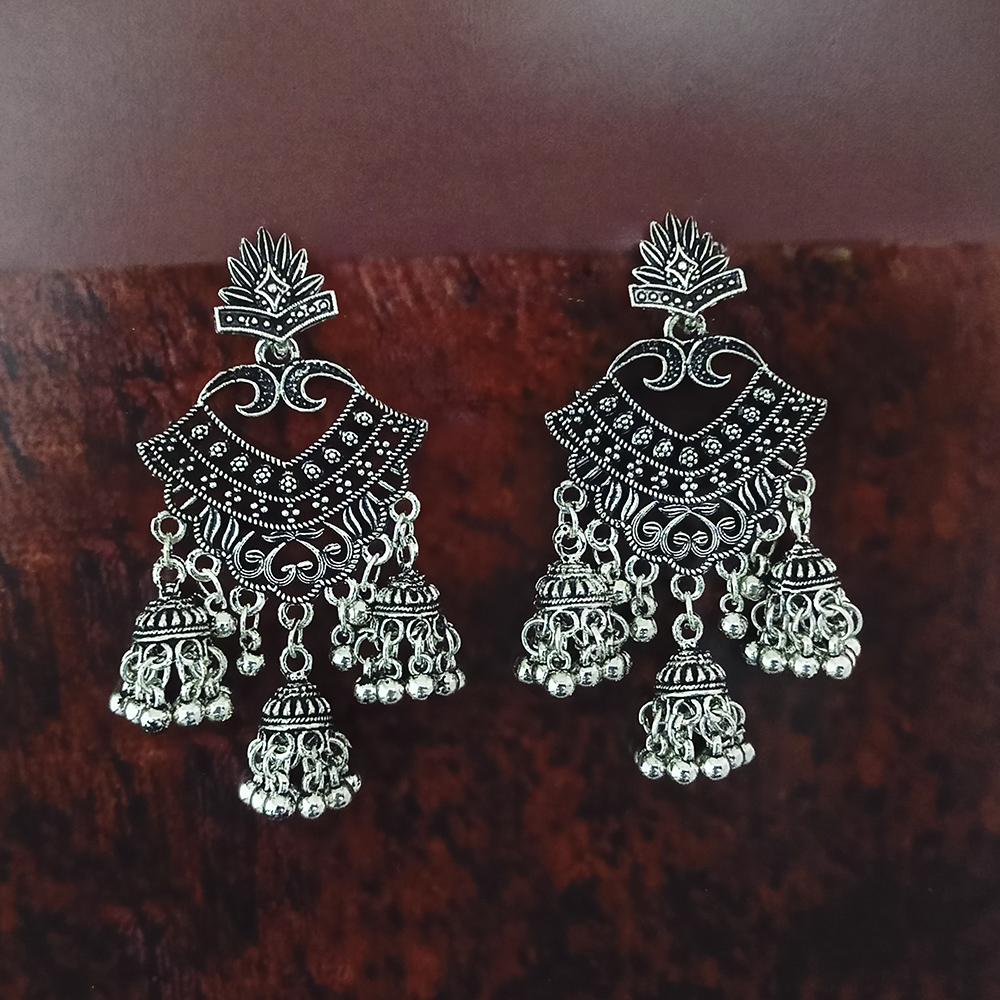 Woma Oxidised Plated Jhumki Earrings - 1318382
