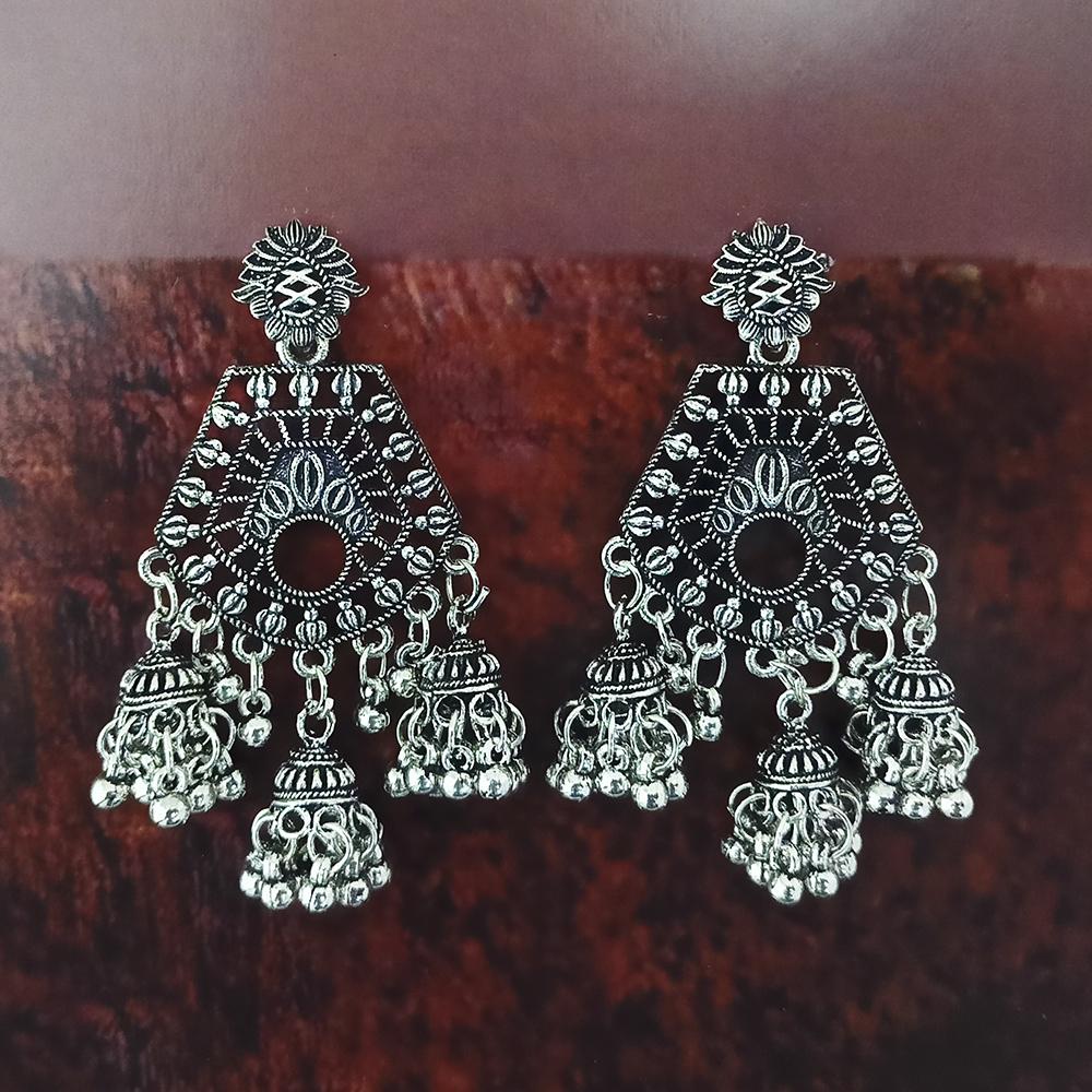 Woma Oxidised Plated Jhumki Earrings - 1318383
