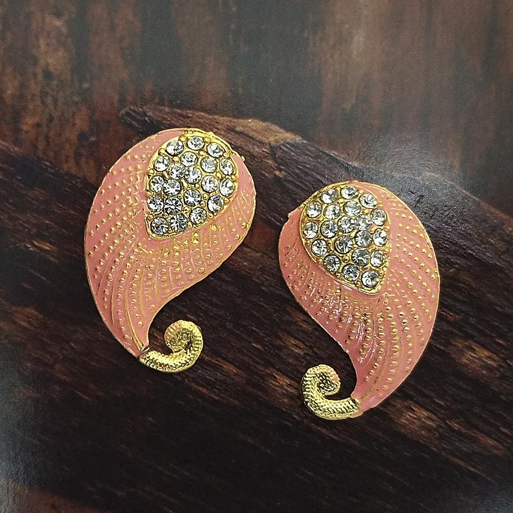 Adi Gold Plated Red Meenakari And Austrian Stone Stud Earrings - 1319230A