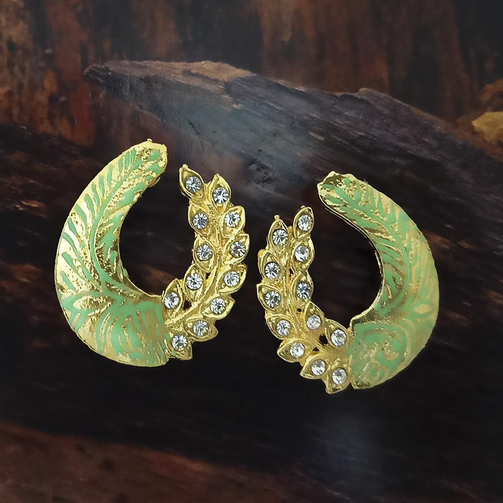Adi Gold Plated Red Meenakari And Austrian Stone Stud Earrings - 1319233A