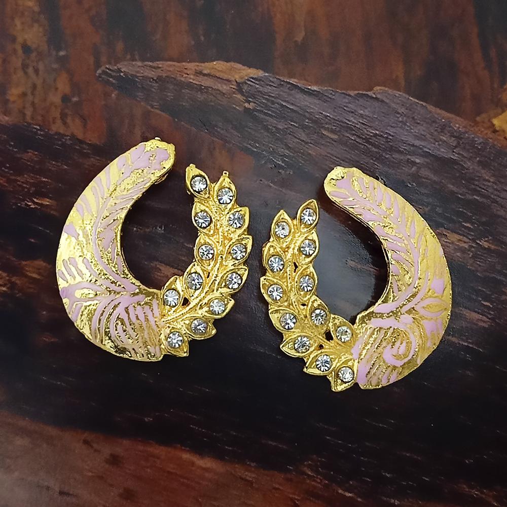 Adi Gold Plated Red Meenakari And Austrian Stone Stud Earrings - 1319233A