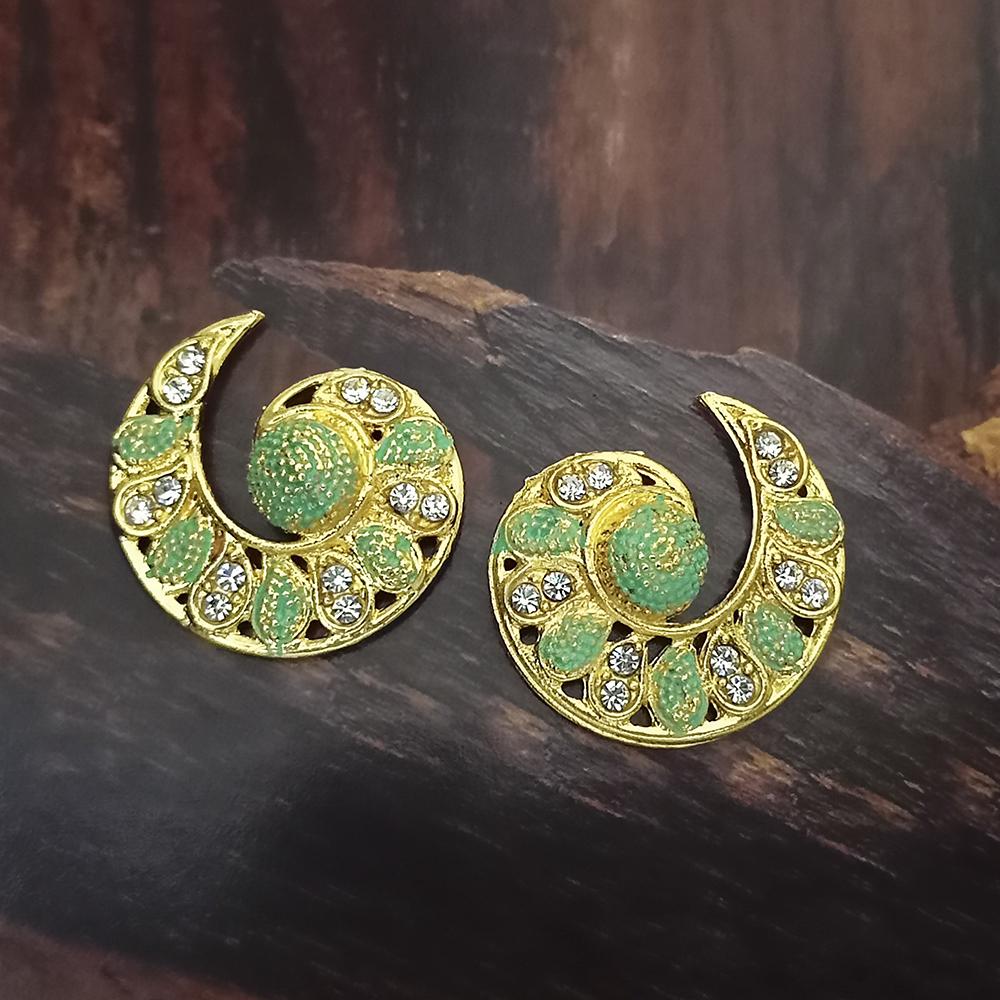 Adi Gold Plated Red Meenakari And Austrian Stone Stud Earrings - 1319234A