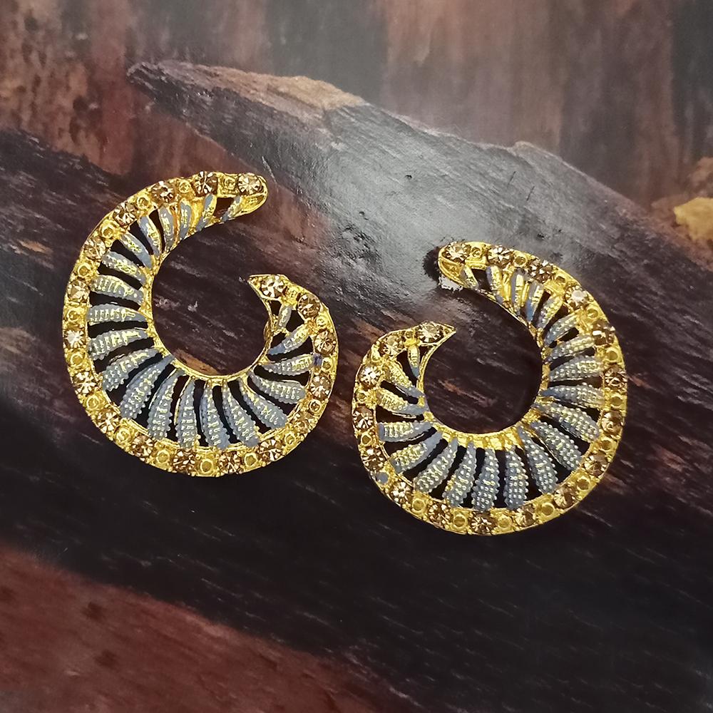 Adi Gold Plated Red Meenakari And Austrian Stone Stud Earrings - 1319235A