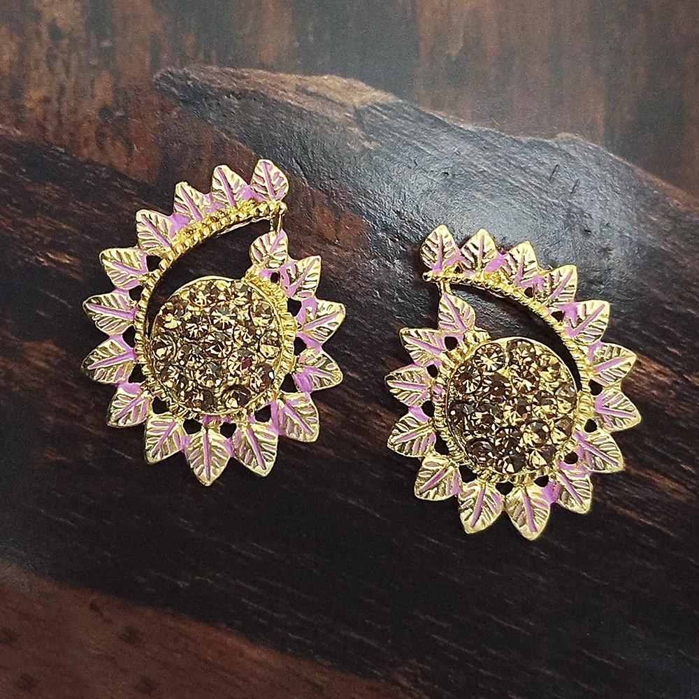 Adi Gold Plated Red Meenakari And Austrian Stone Stud Earrings - 1319236A