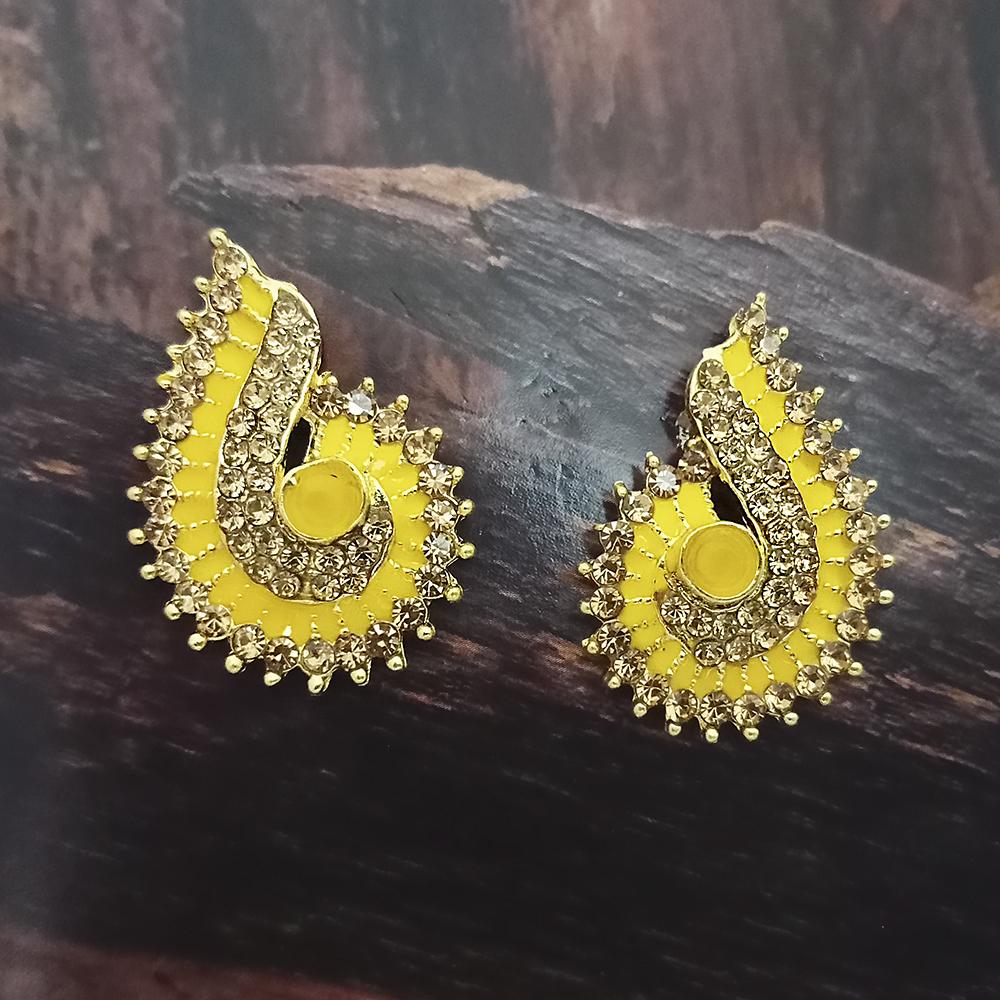 Adi Gold Plated Red Meenakari And Austrian Stone Stud Earrings - 1319238A