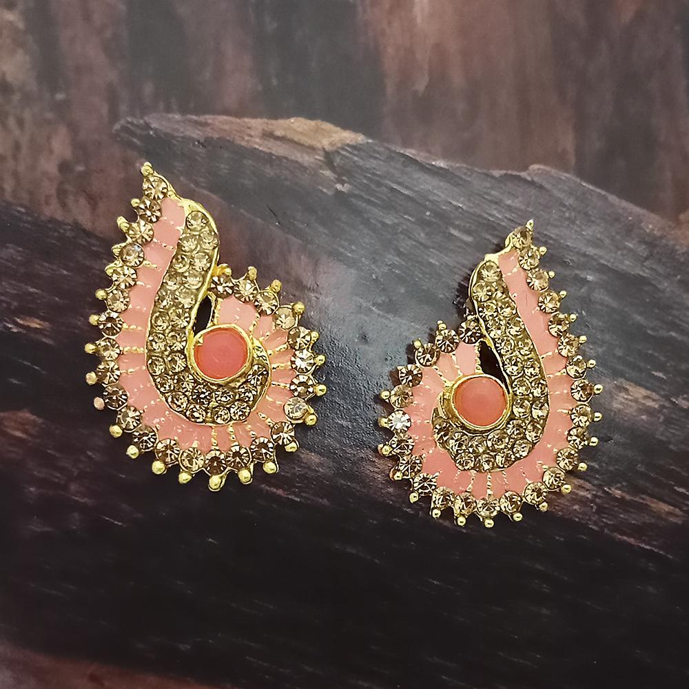 Adi Gold Plated Red Meenakari And Austrian Stone Stud Earrings - 1319238A