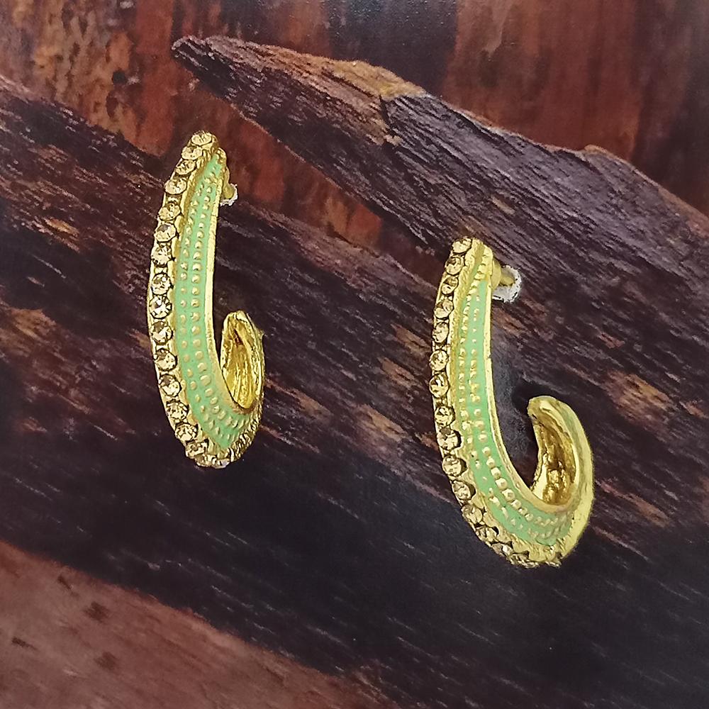 Adi Gold Plated Red Meenakari And Austrian Stone Stud Earrings - 1319240A