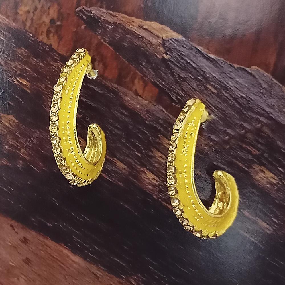 Adi Gold Plated Red Meenakari And Austrian Stone Stud Earrings - 1319240A