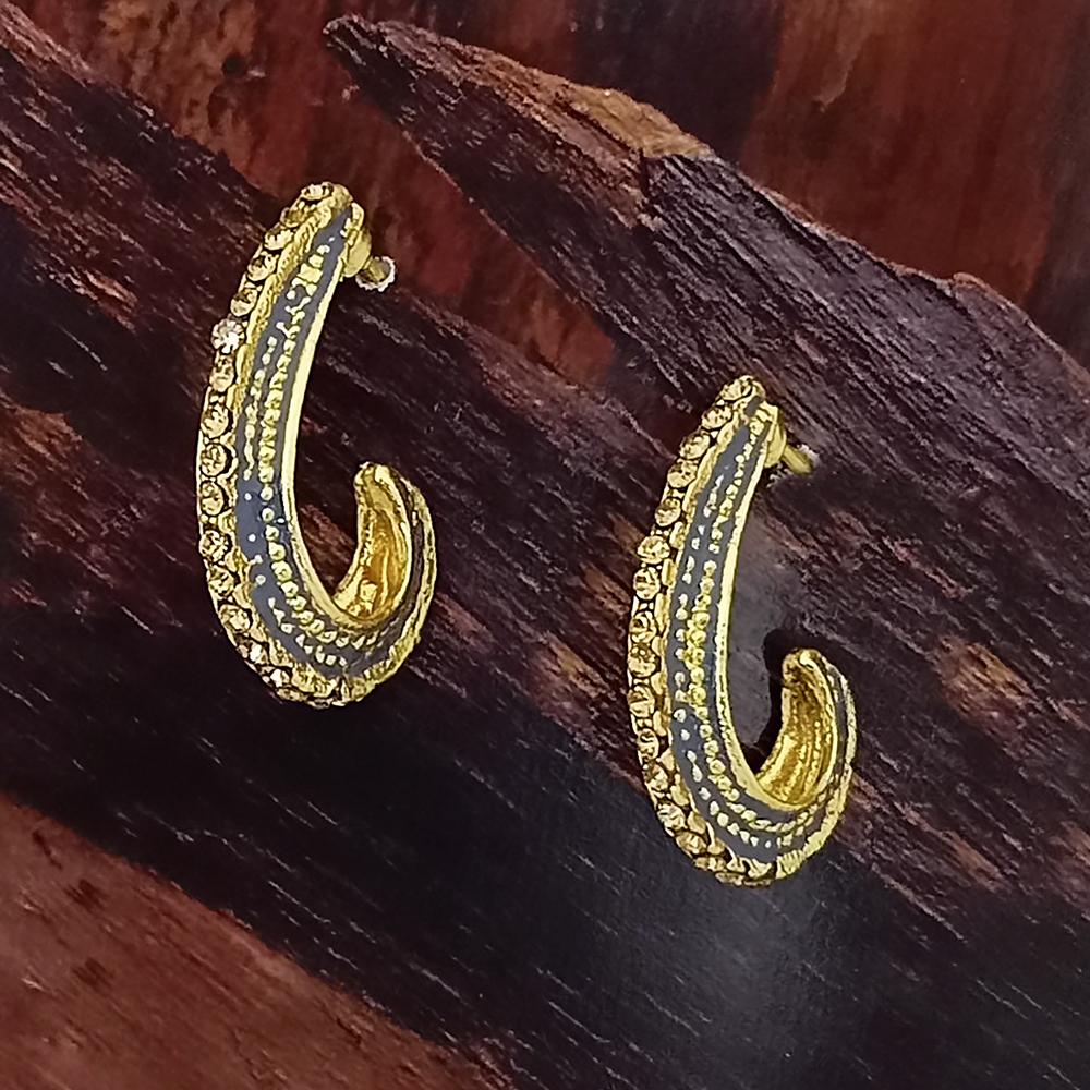 Adi Gold Plated Red Meenakari And Austrian Stone Stud Earrings - 1319240A