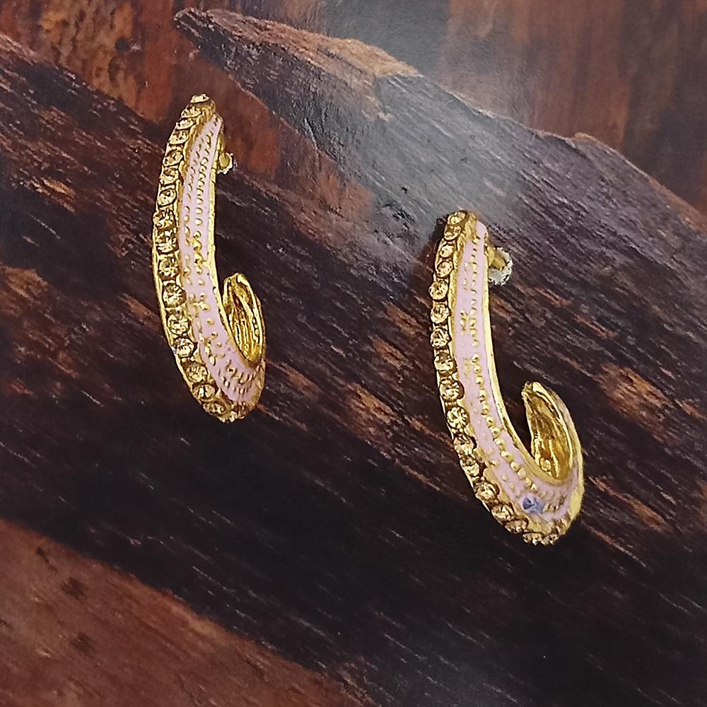 Adi Gold Plated Red Meenakari And Austrian Stone Stud Earrings - 1319240A