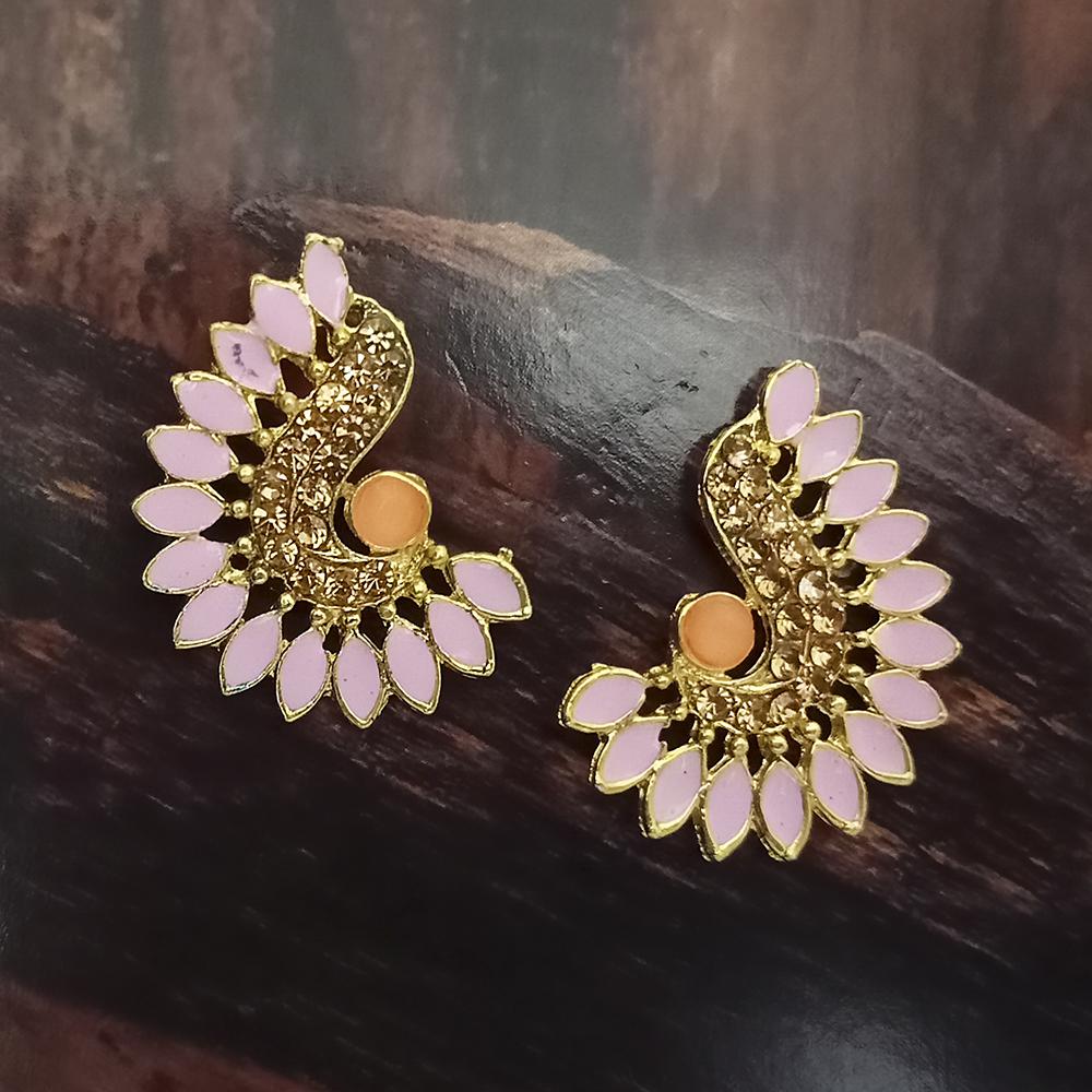 Adi Gold Plated Red Meenakari And Austrian Stone Stud Earrings - 1319242A