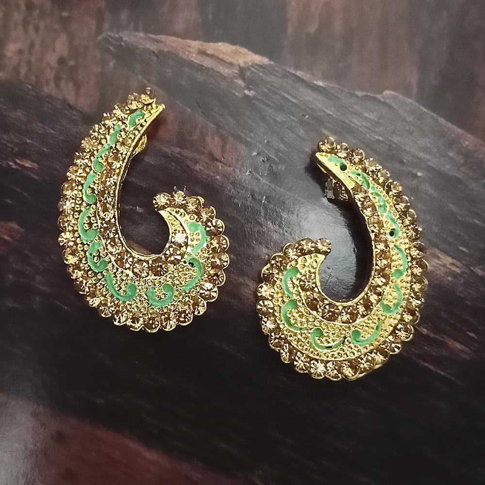 Adi Gold Plated Red Meenakari And Austrian Stone Stud Earrings - 1319243A