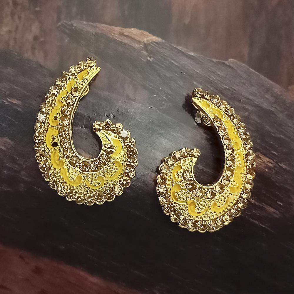 Adi Gold Plated Red Meenakari And Austrian Stone Stud Earrings - 1319243A