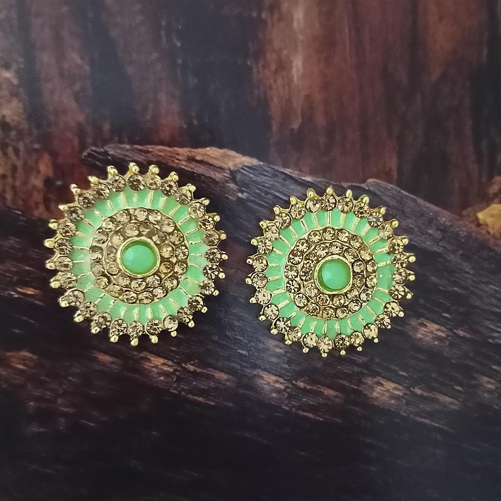 Adi Gold Plated Red Meenakari And Austrian Stone Stud Earrings - 1319247A