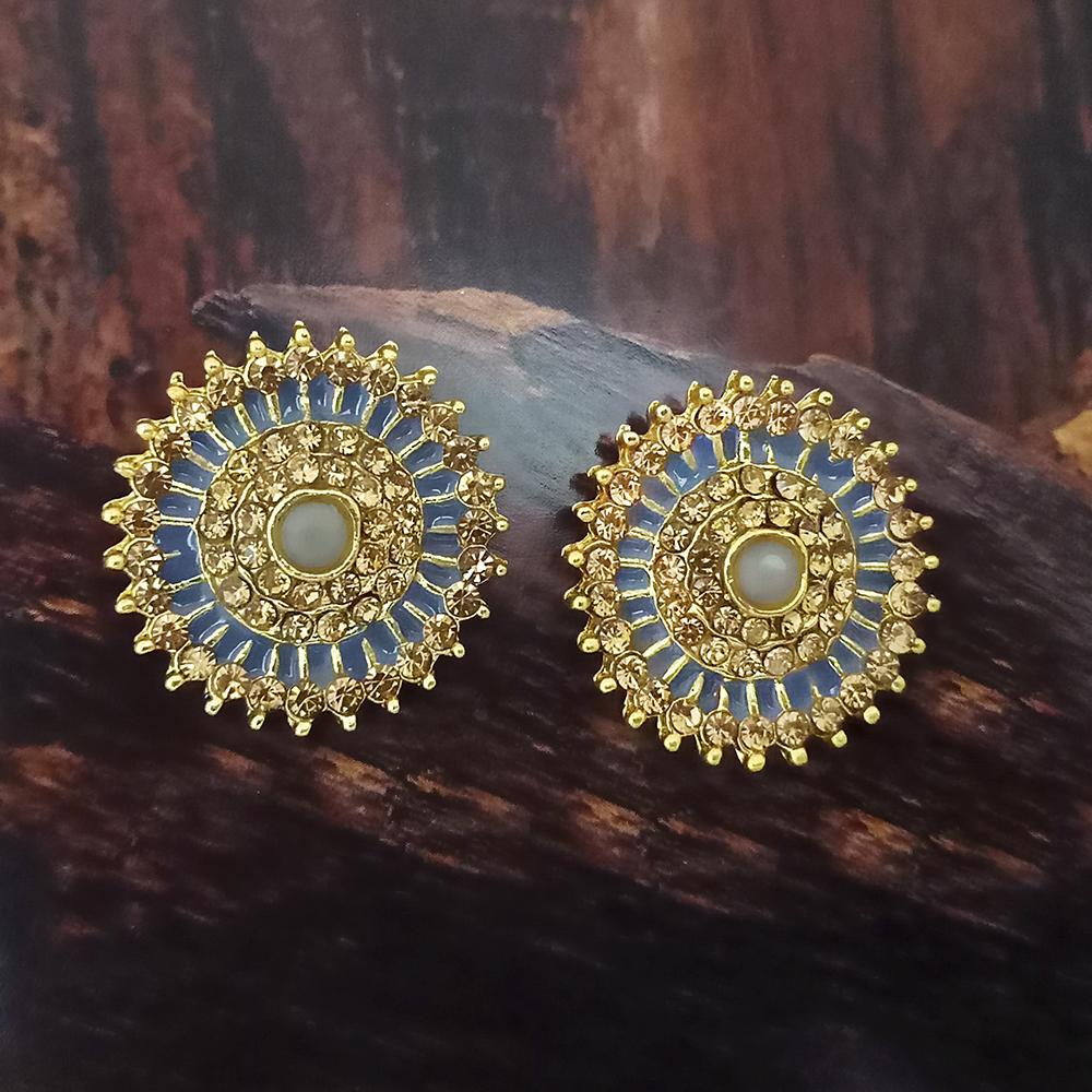Adi Gold Plated Red Meenakari And Austrian Stone Stud Earrings - 1319247A