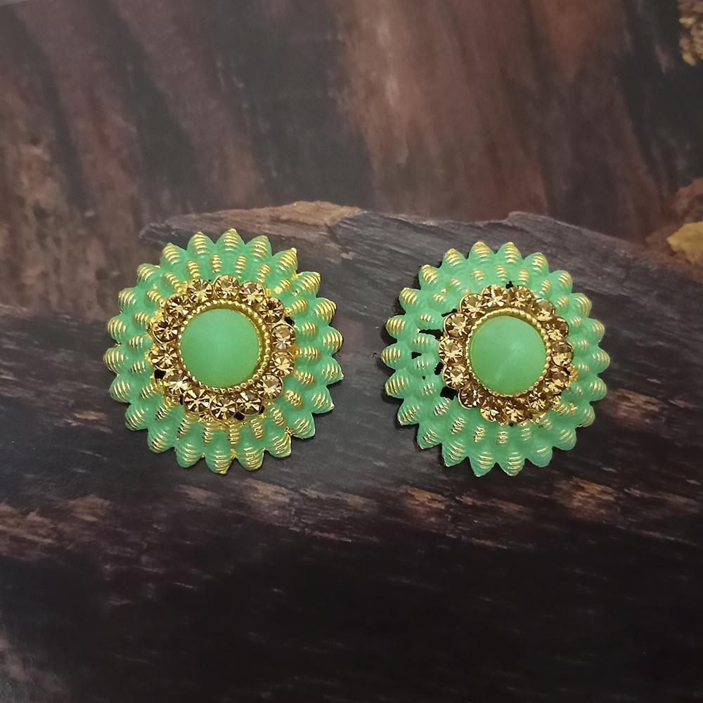 Adi Gold Plated Red Meenakari And Austrian Stone Stud Earrings - 1319251A