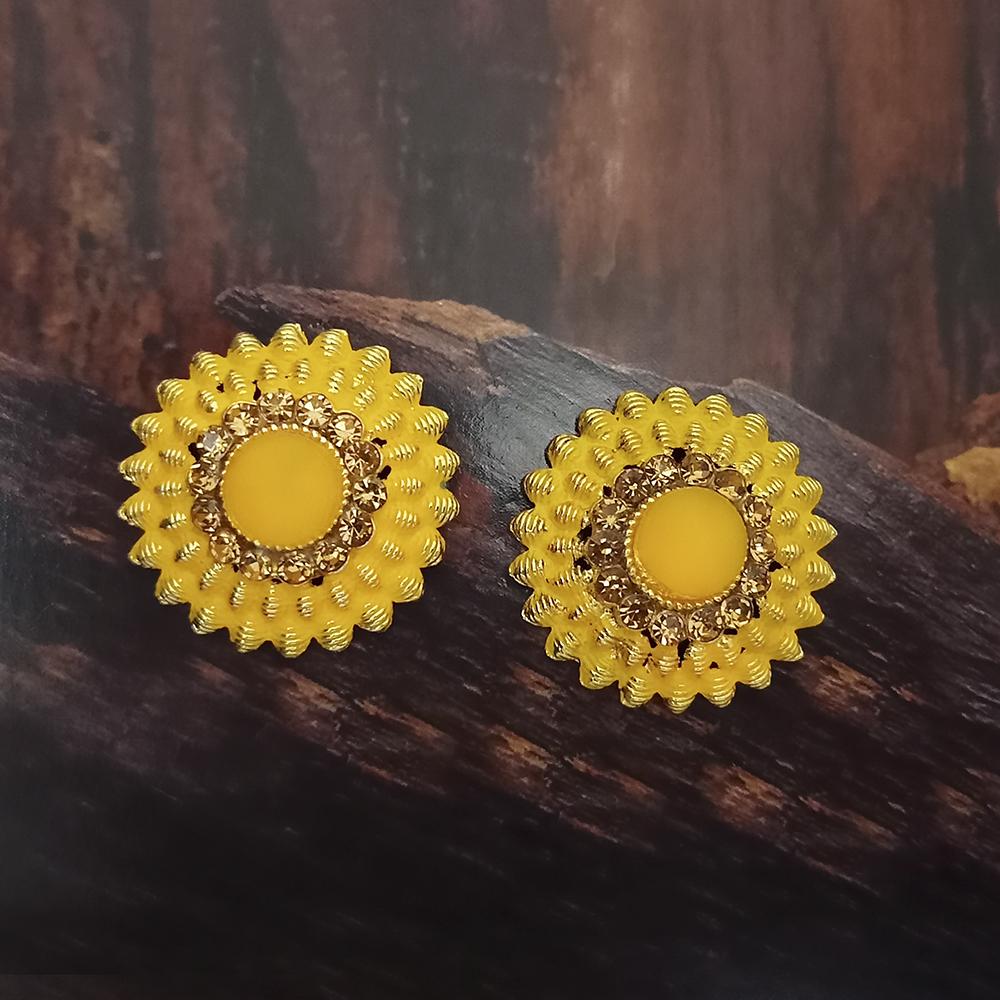 Adi Gold Plated Red Meenakari And Austrian Stone Stud Earrings - 1319251A