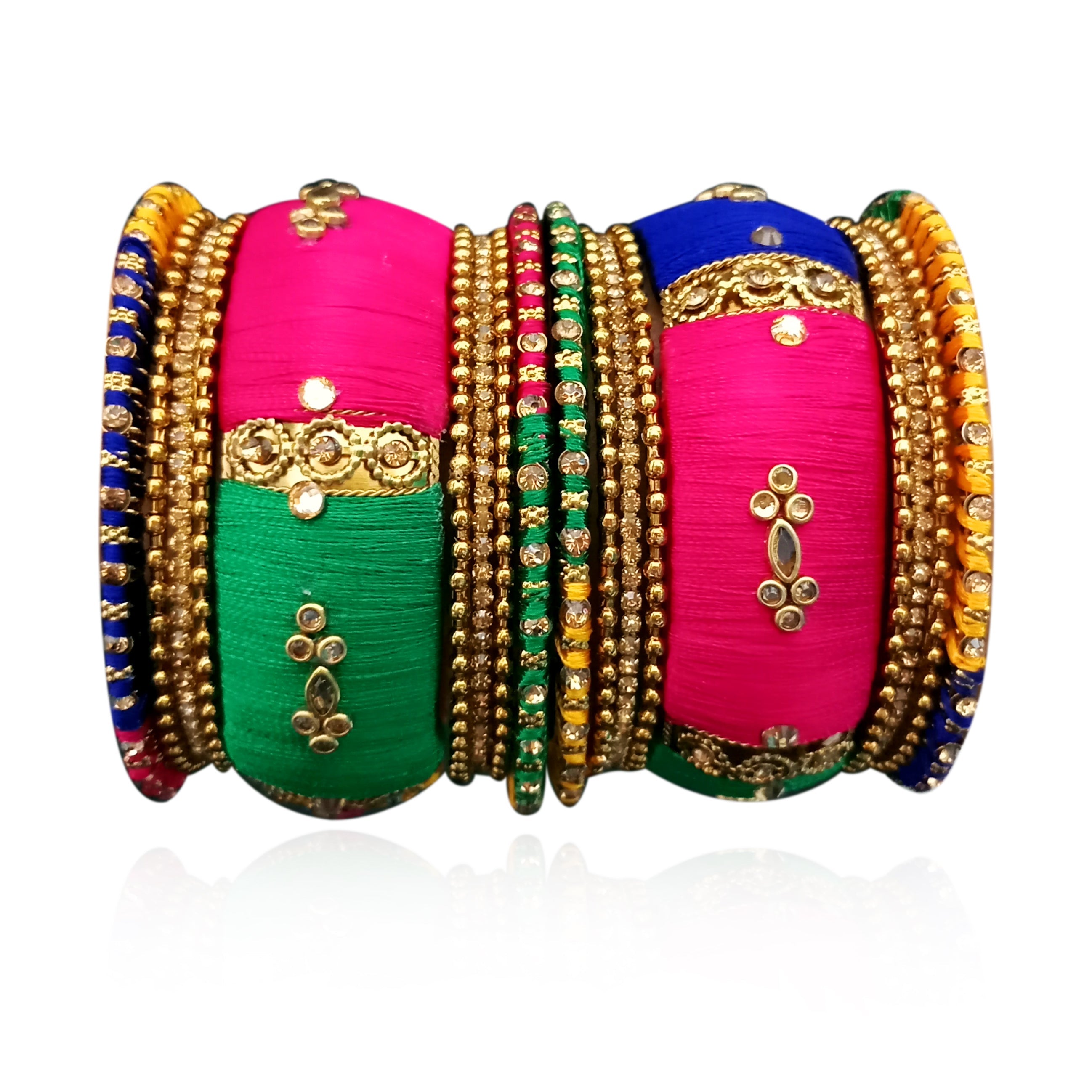 Sejal Pink Color Austrian Stone Bangle Set - 1403706