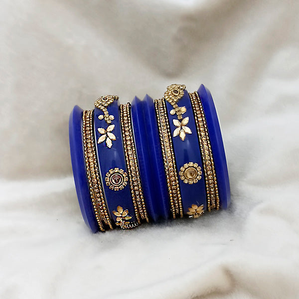 Sejal Blue Color Austrian Stone Bangle Set - 1403759E