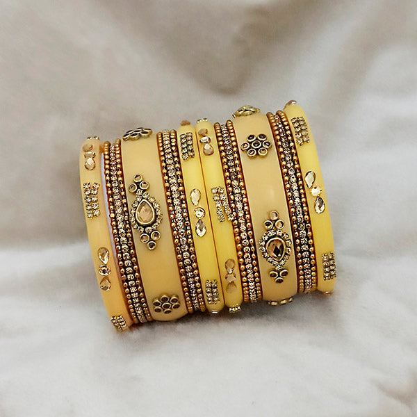 Sejal Yellow Color Austrian Stone Bangle Set - 1403761J