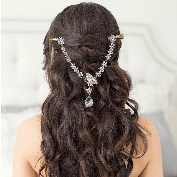 Apurva Pearls Stone Gold Plated Hair Brooch - 1502221A