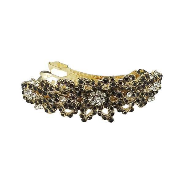 Apurva Pearls Gold Plated Austrian Stone Barrette Hair Clip - 1505233C