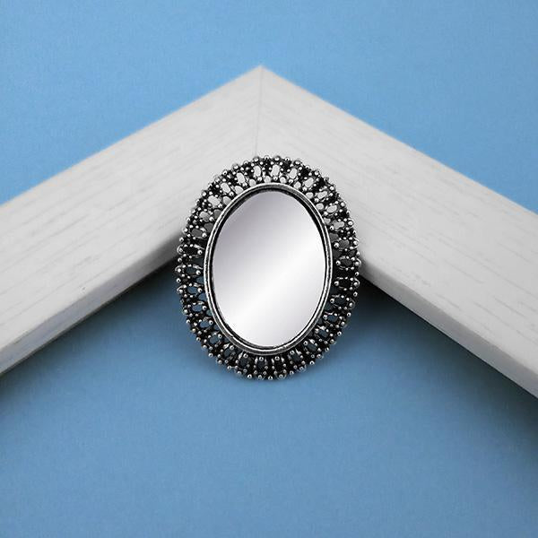 Tip Top Fashions Oxidised Plated Mirror Adjustable Finger Ring - 1505518B