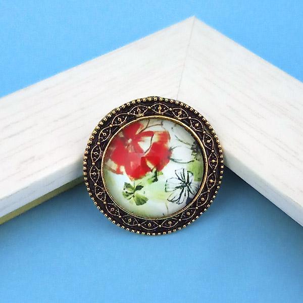 Jeweljunk Antique Gold Plated Floral Adjustable Finger Ring - 1505547