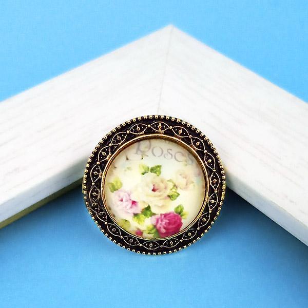 Jeweljunk Antique Gold Plated Floral Adjustable Finger Ring - 1505548