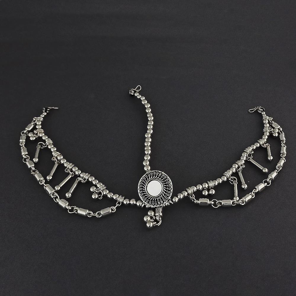 Jeweljunk Oxidised Silver Plated Maang Tikka - 1505645