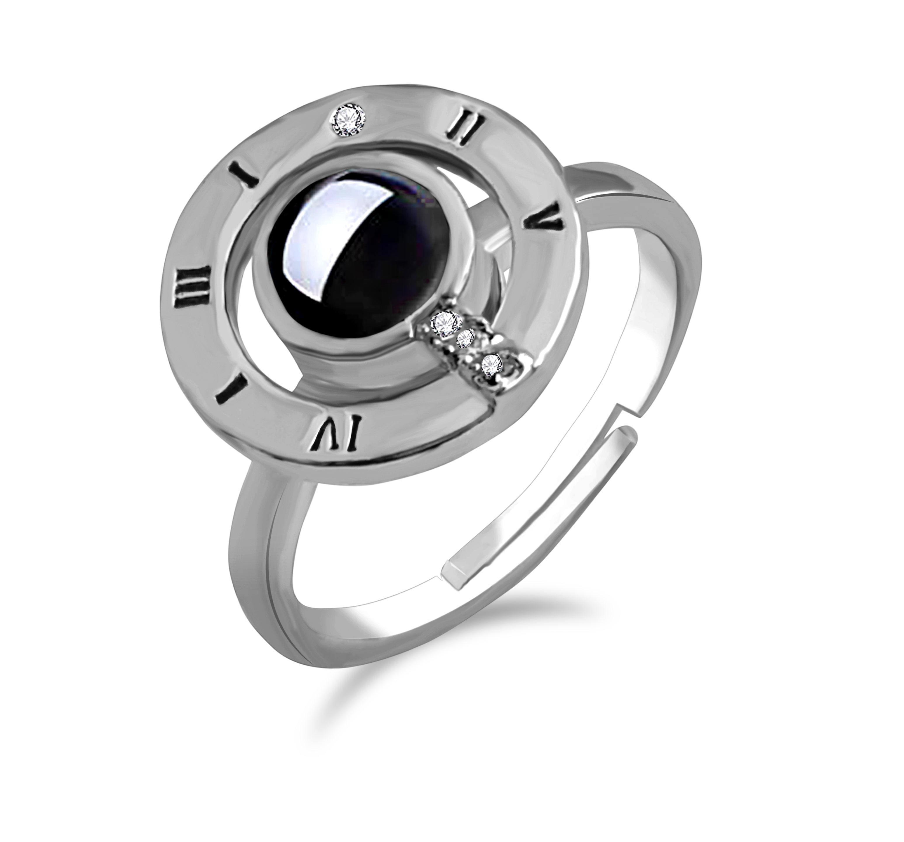 Urbana Silver Plated Single Adjustable Ring reflecting I love you In 100 Languages-1506344