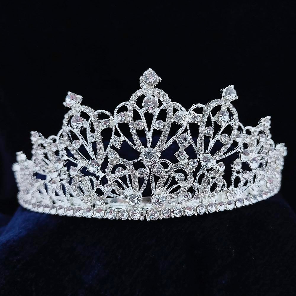 Kriaa Silver Plated White Austrian Stone Crown - 1507128