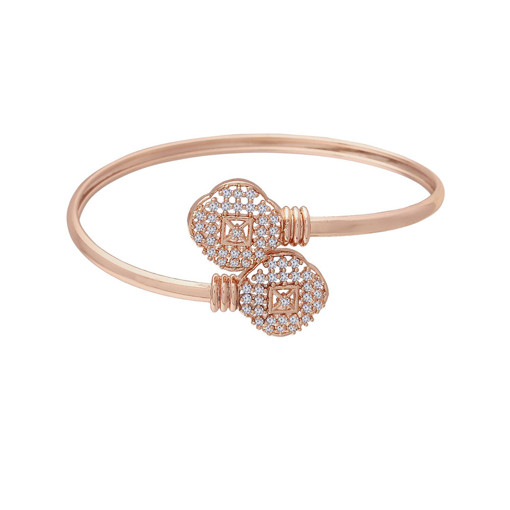 Etnico Rose Gold Plated CZ Stone Openable Designer Styles Kada Bangles Bracelets for Women & Girls (ADB211RG)