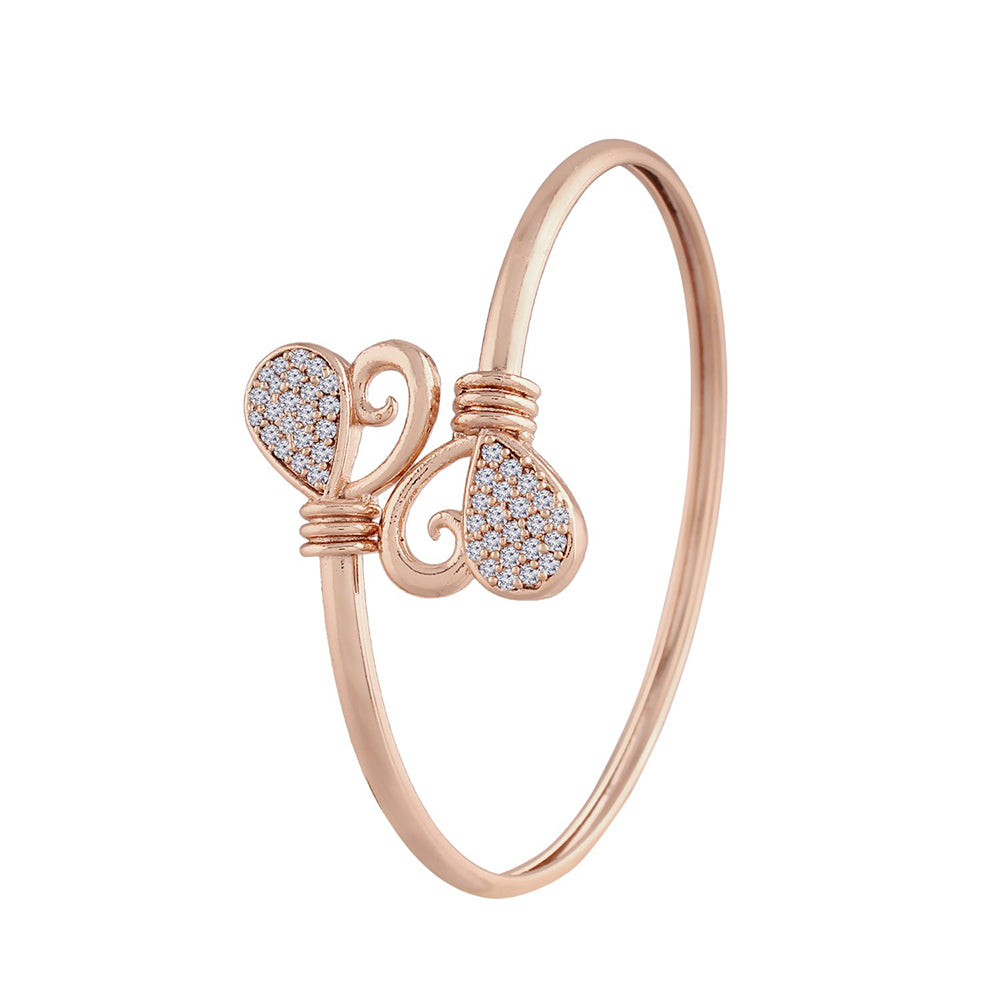 Etnico Rose Gold Plated CZ Stone Openable Designer Styles Kada Bangles Bracelets for Women & Girls (ADB212RG)