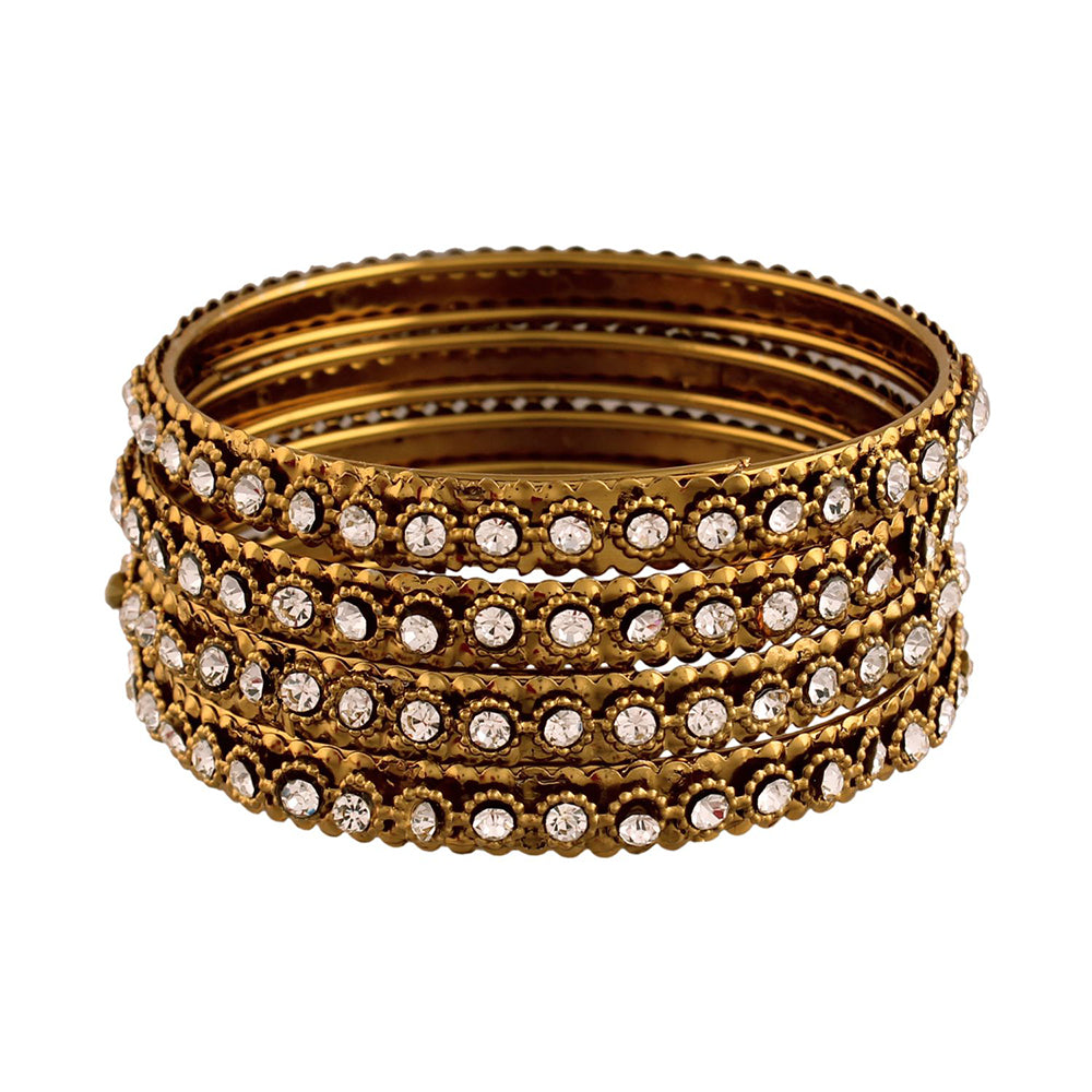 Etnico Gold Plated Traditional Velvet Chuda Bangle Set With Pearl Kada for Women & Girls (ADB316R-a) (Pack of 1) (Red)
