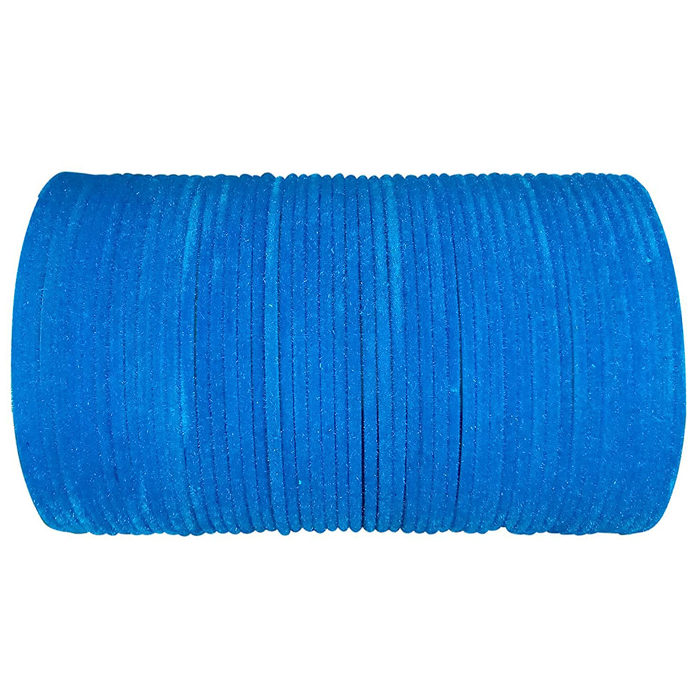 Etnico Gorgeous Traditional Blue Color Plain Metal Velvet Chuda Bangle Set for Women & Girls (ADB327Bl-a) (Set of 48 )