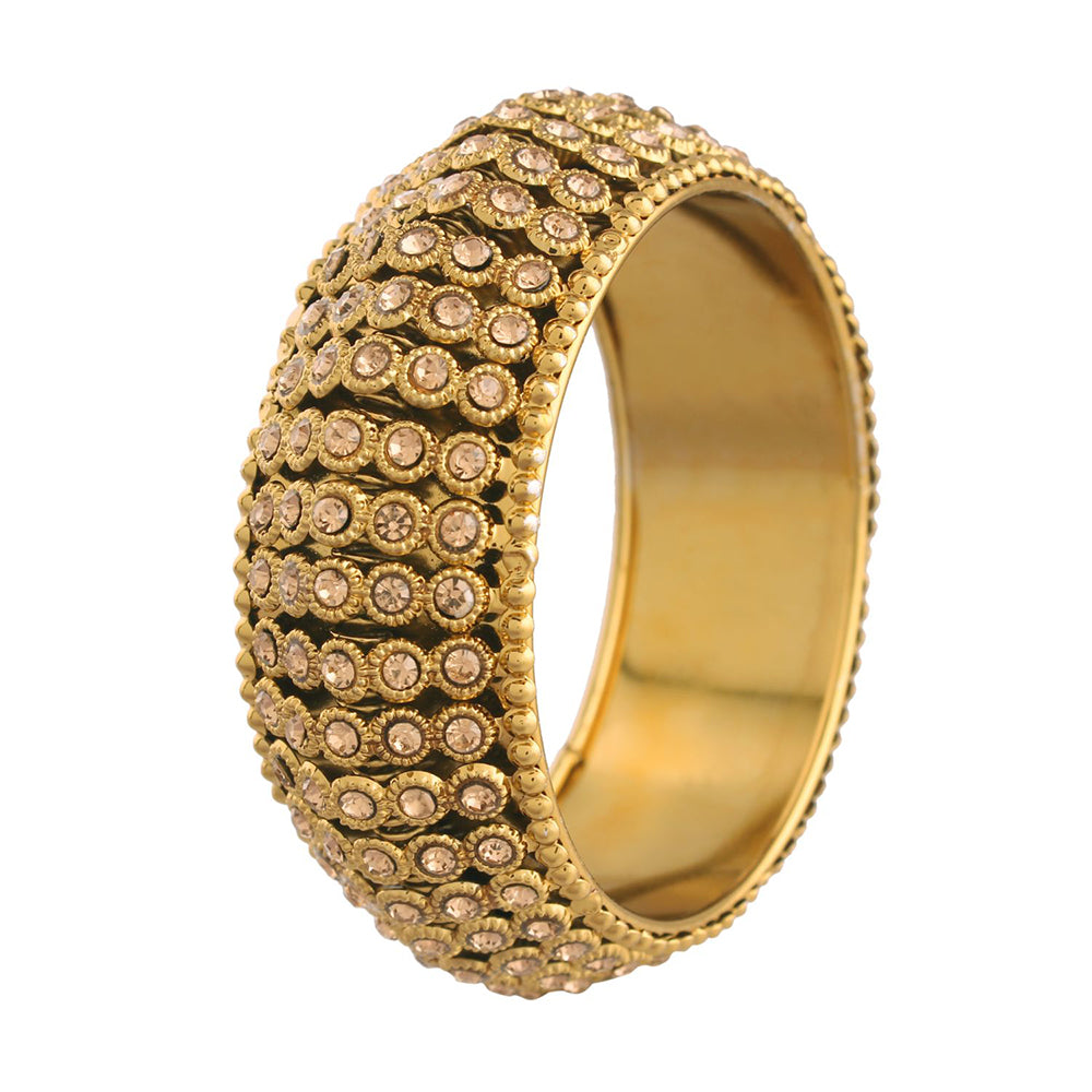 Etnico 18K Gold Plated Intricately Handcrafted Kada Embellished with Stones For Women (ADB425FL-a) (Pack of 1)