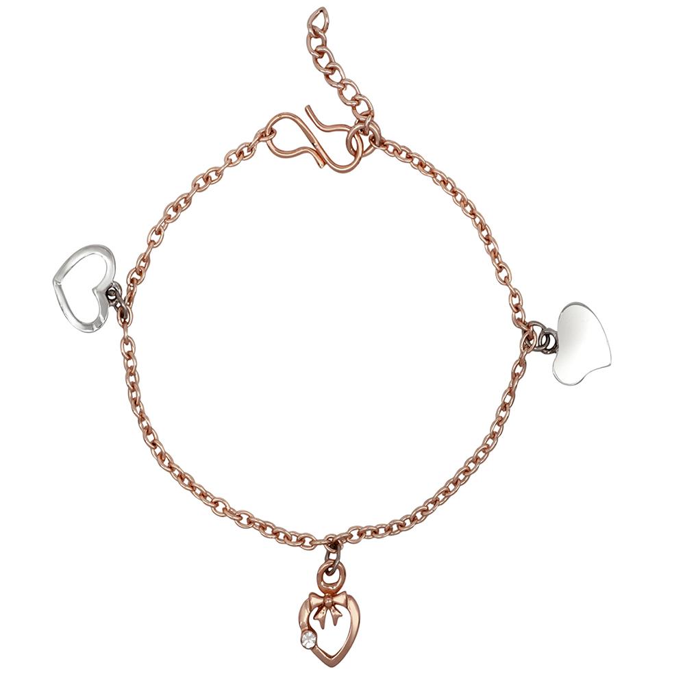 Mahi Latest Design Stylish Fashionable Triple Heart Charm Bracelet for Women and Girls (BR1100446M)