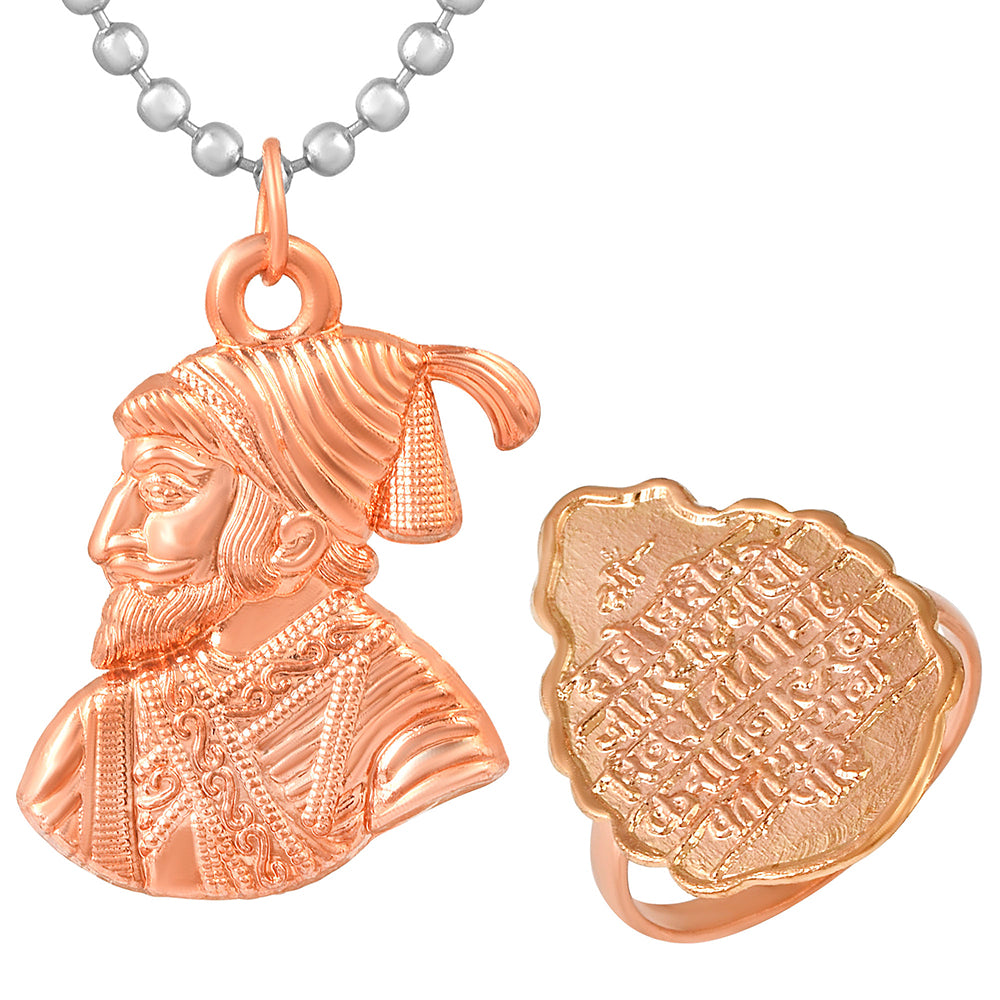 Missmister Pack Of 12 Chhatrapati Shivaji Maharaj Chain Pendant With Ring