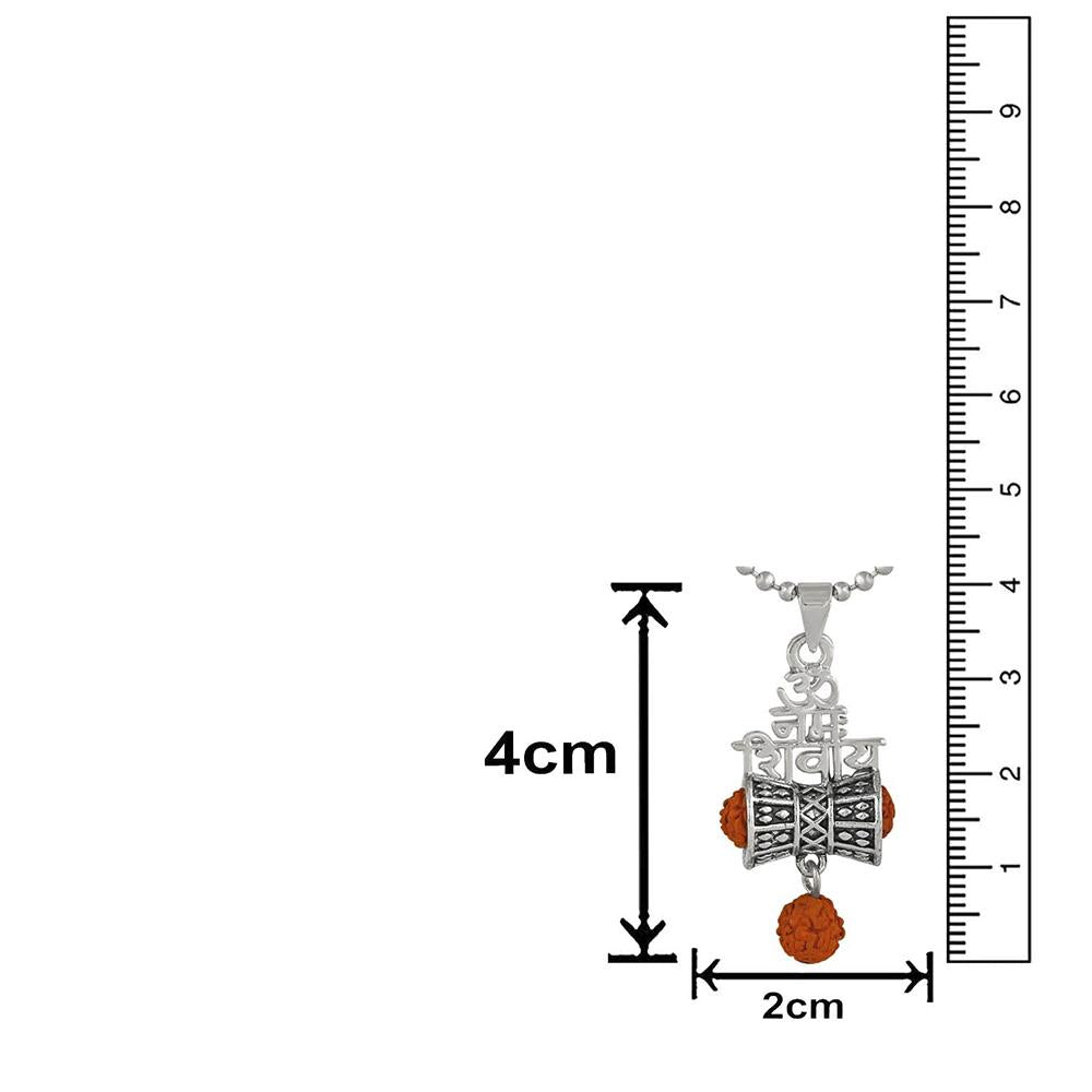 Mahi Combo of Om Nammo Shivay Pendant and Trishul Bracelet with Rudraksha for Men (CO1105177R)