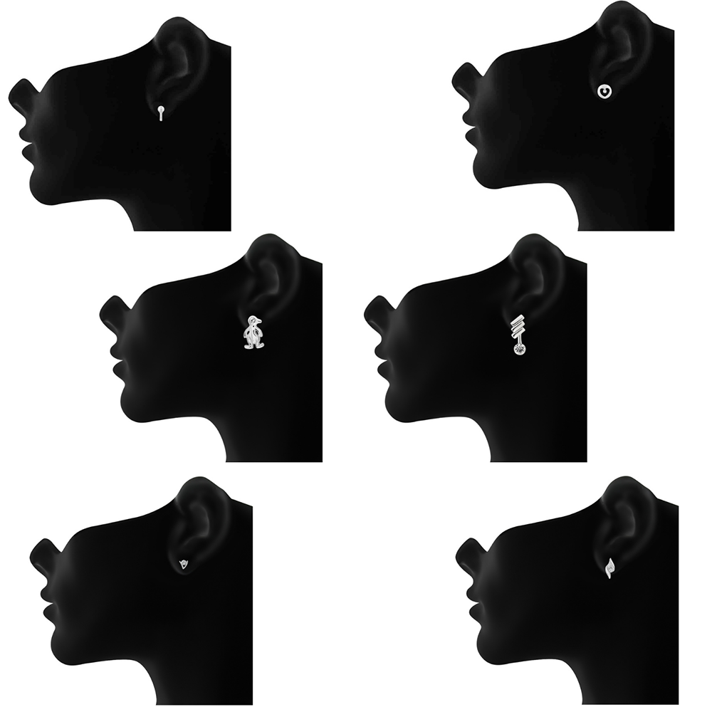 Mahi Combo of 6 Small Baby Size Stud Earrings for Women and Girls CO1105264R