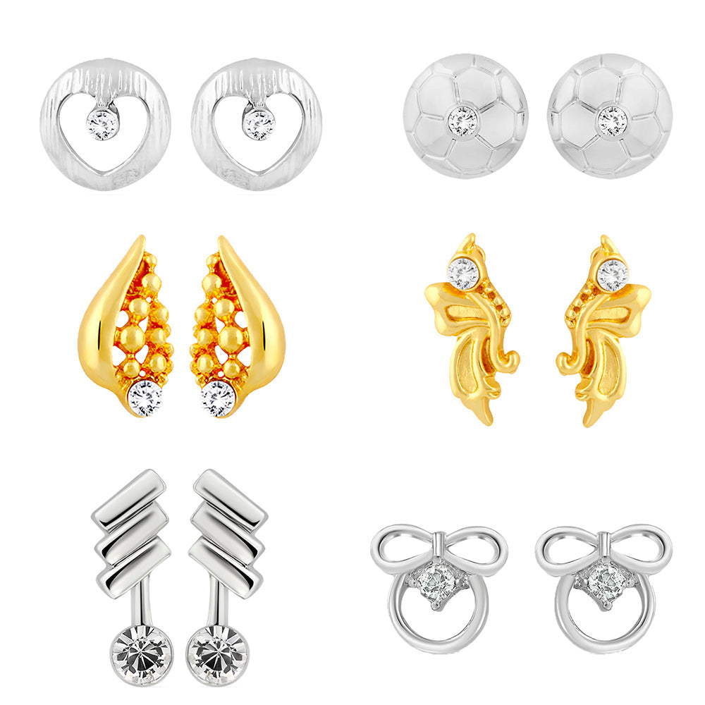 Mahi Combo of 6 Baby Size Small Earring Studs With Crystal Stones for Girls and Women CO1105266M