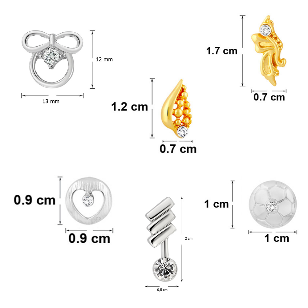 Mahi Combo of 6 Baby Size Small Earring Studs With Crystal Stones for Girls and Women CO1105266M